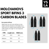 Medium Stiffness Molchanovs Sports Bifins 3 Carbon Long Fins with Foot Pockets