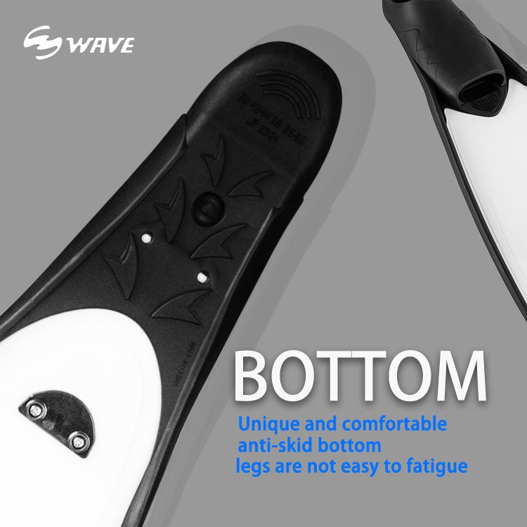 Wave Colored Long Freediving Fins Black Foot Pocket