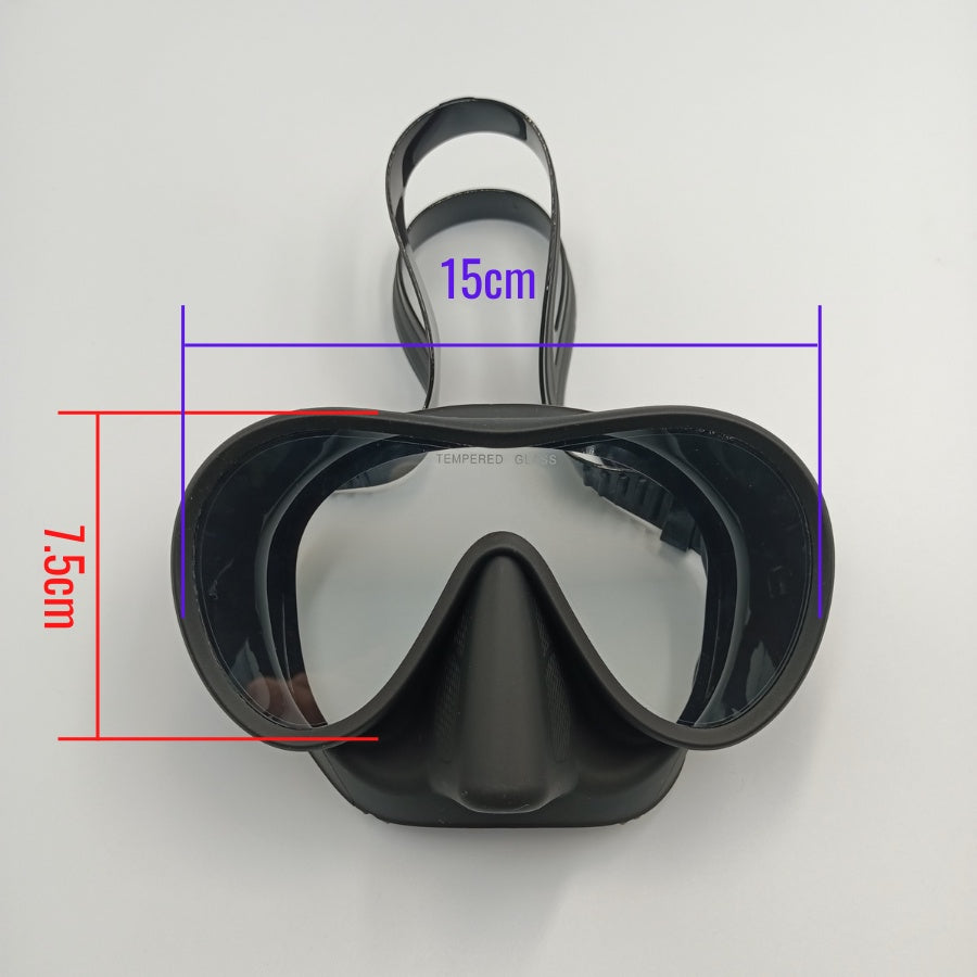 Luna Tempered Glass Single Lens Snorkeling Mask Scuba Diving Mask only with Eva Box