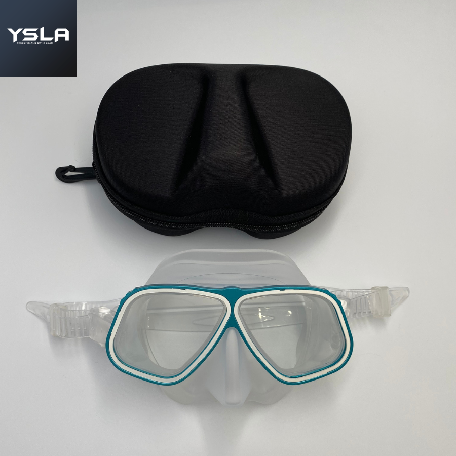 Translucent Aluminum Frame Tempered Glass Low Volume Freediving Mask with Eva Box