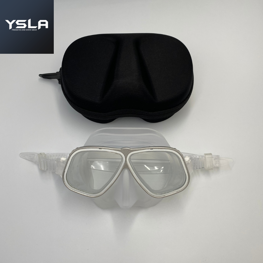 Translucent Aluminum Frame Tempered Glass Low Volume Freediving Mask with Eva Box