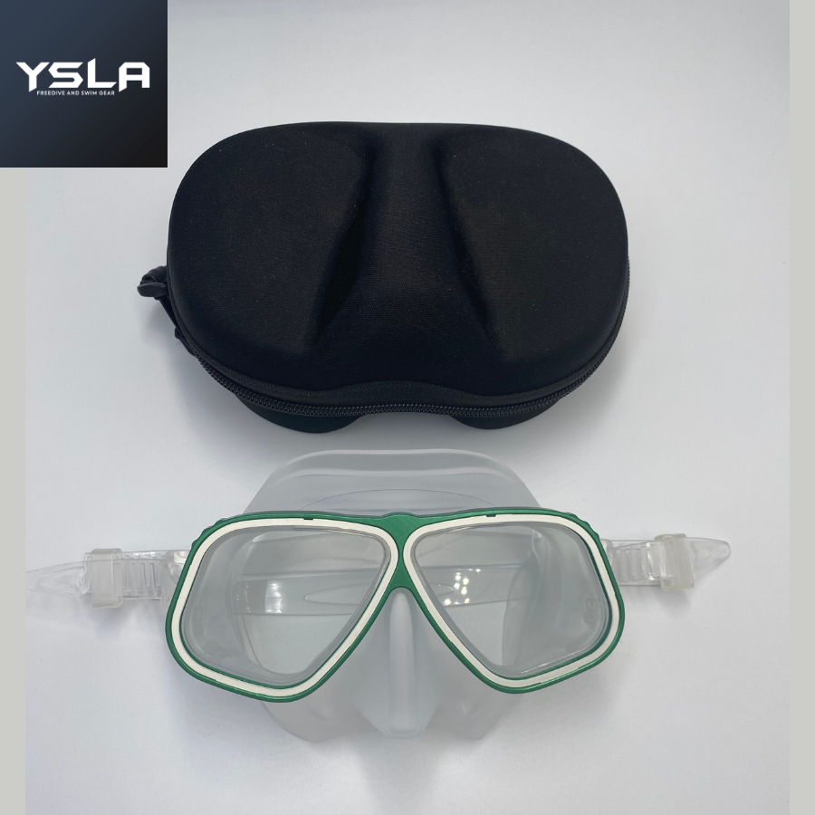 Translucent Aluminum Frame Tempered Glass Low Volume Freediving Mask with Eva Box