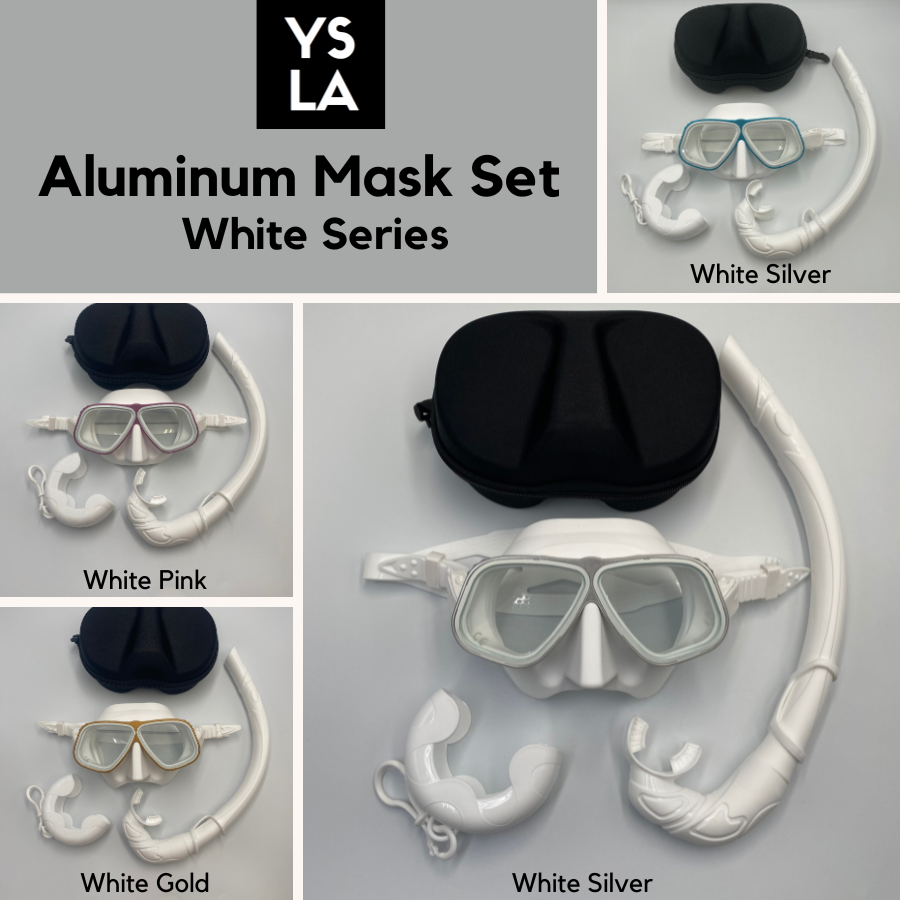 Solid Color Aluminum Frame Tempered Glass Low Volume Freediving Mask Set