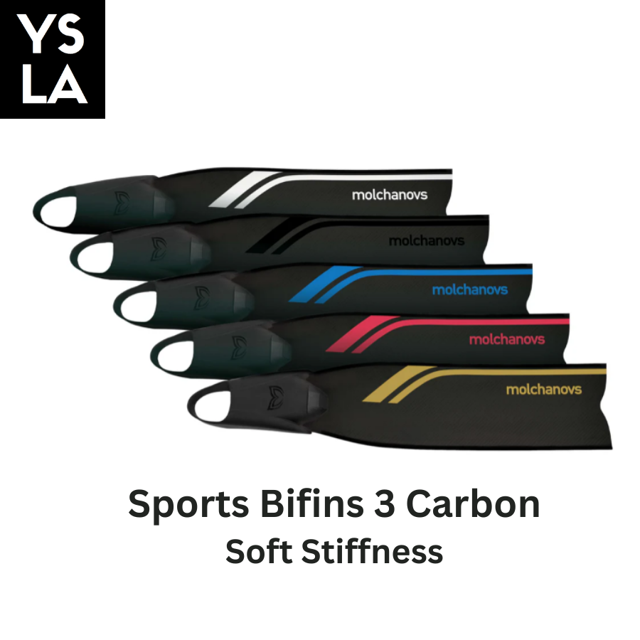 Soft Stiffness Molchanovs Sports Bifins 3 Carbon Long Fins with Foot Pockets