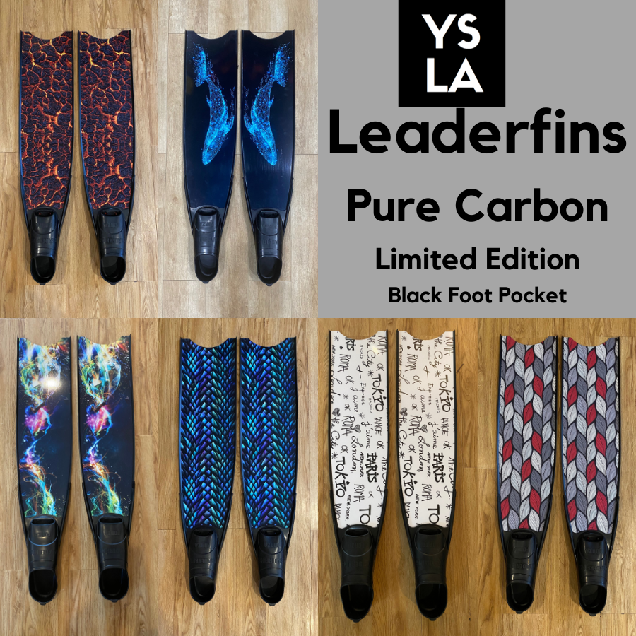 Ysla Leaderfins Pure Carbon Limited Edition Long Freedive Fins Black Foot Pocket