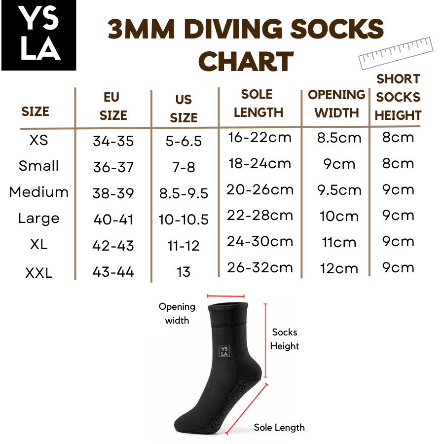 3mm Ysla Crew Neoprene Diving Socks Freediving Long Socks