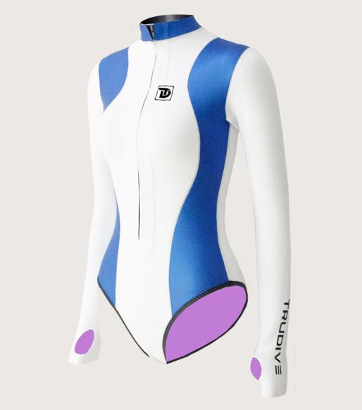 TruDive Bikini Wetsuit White whale Series Front Zip Sleeve 2mm