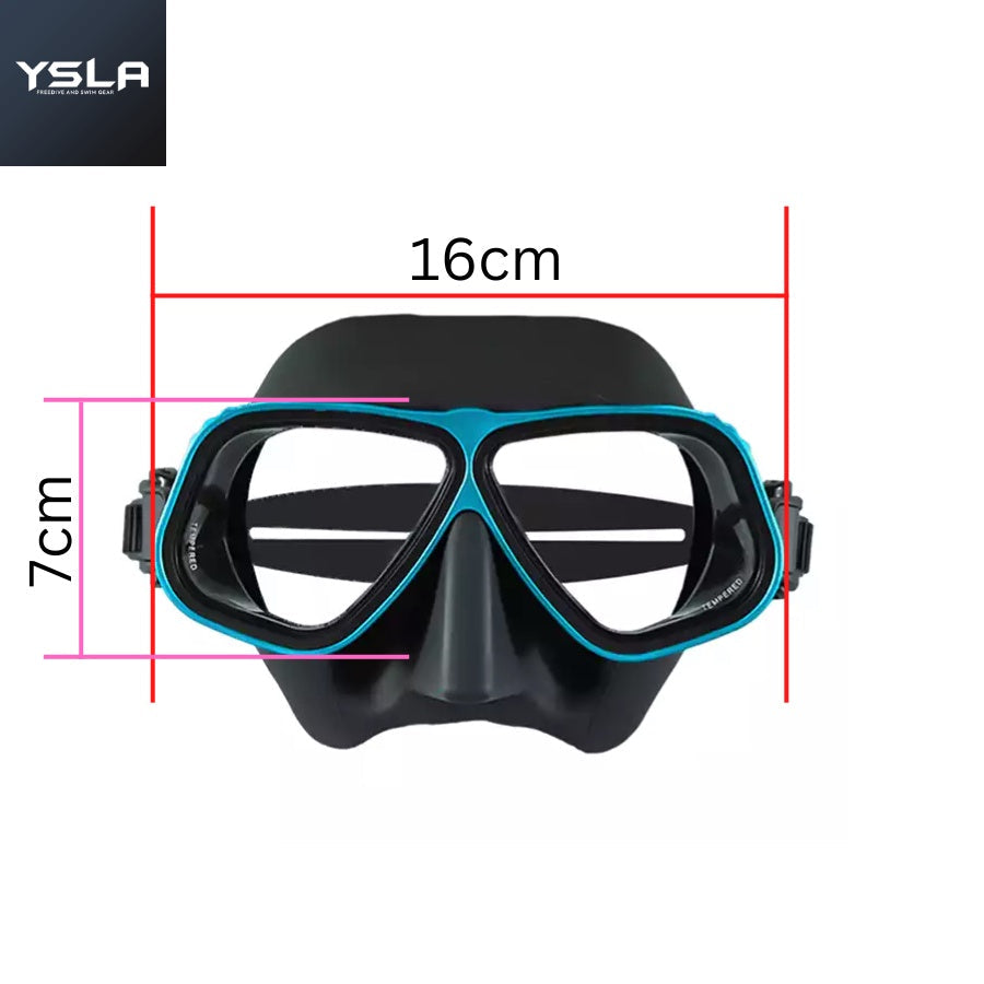 Translucent Aluminum Frame Tempered Glass Low Volume Freediving Mask Set