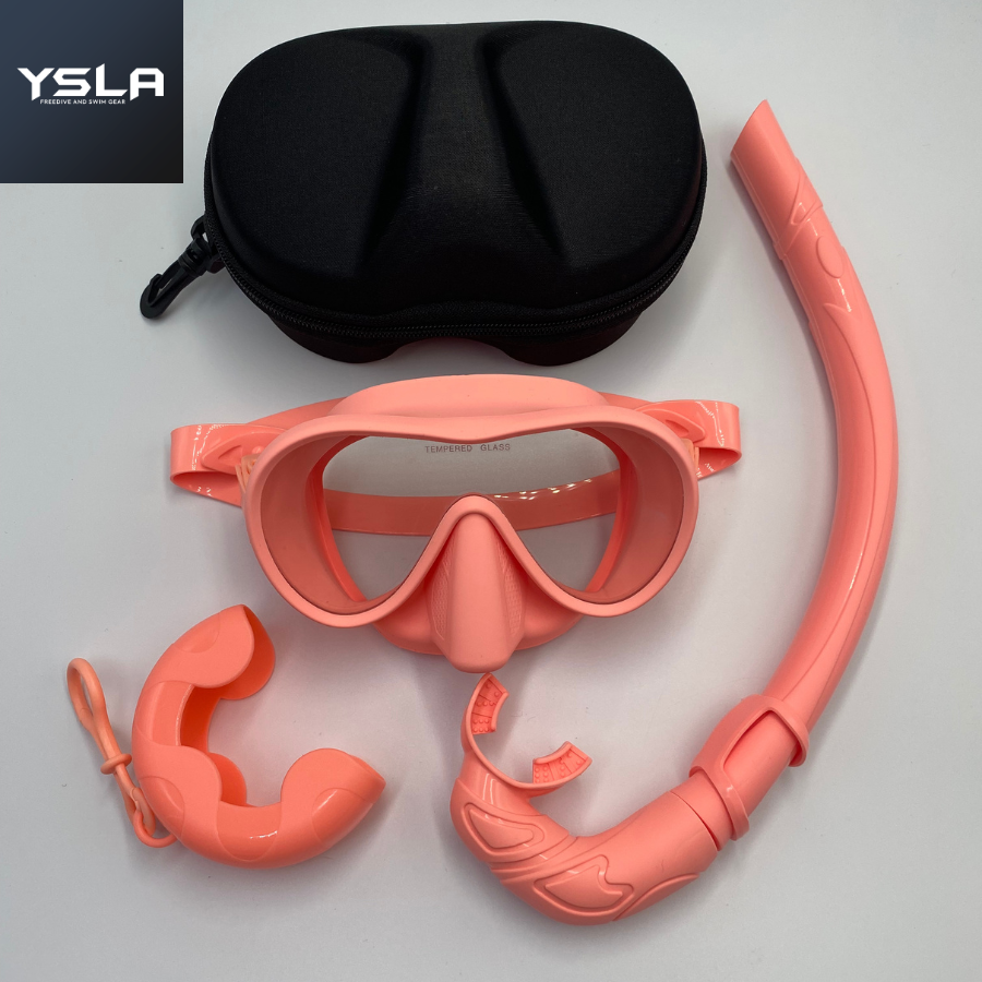 Luna Tempered Glass Single Lens Snorkeling Mask Scuba Diving Mask with J-type Snorkel and Eva Box