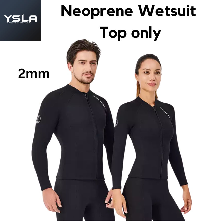 Lark Neoprene Wetsuit Top Front Zipper 2mm Long Sleeve Freedive