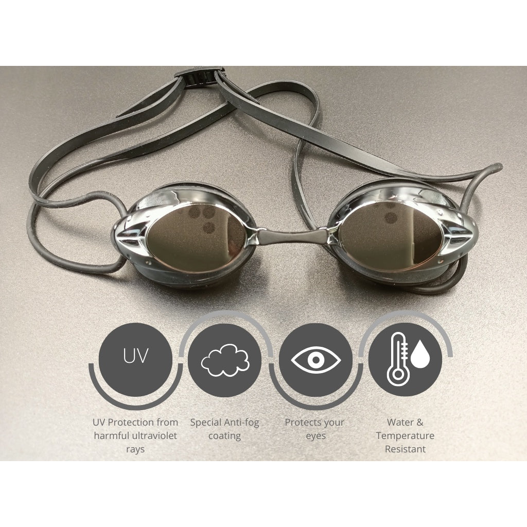 Augo Swimming Goggles with UV Protection and Anti Fog lens with Swimming Cap, Nose clip and Ear Plugs Set